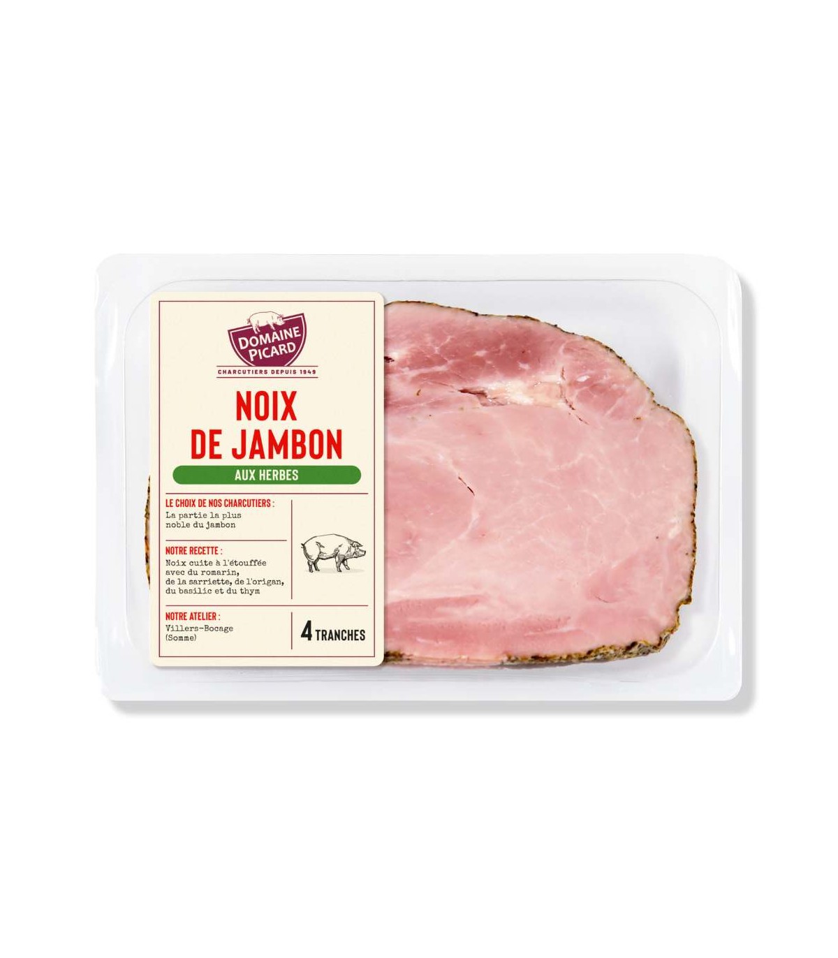 Noix de jambon blanc à la méditerranéenne : 4 tranches (160g)