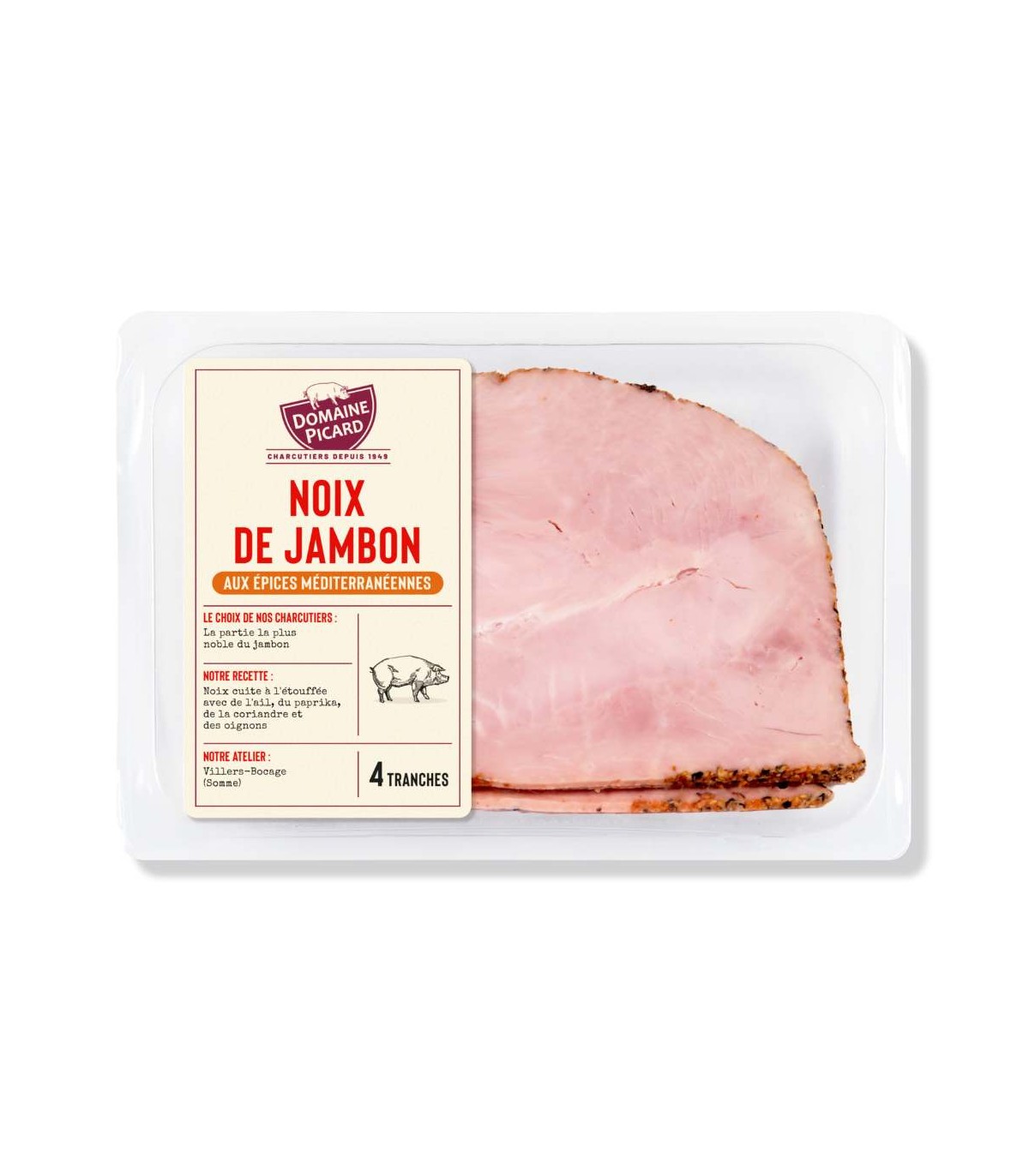 Noix de jambon blanc à la méditerranéenne : 4 tranches (160g)